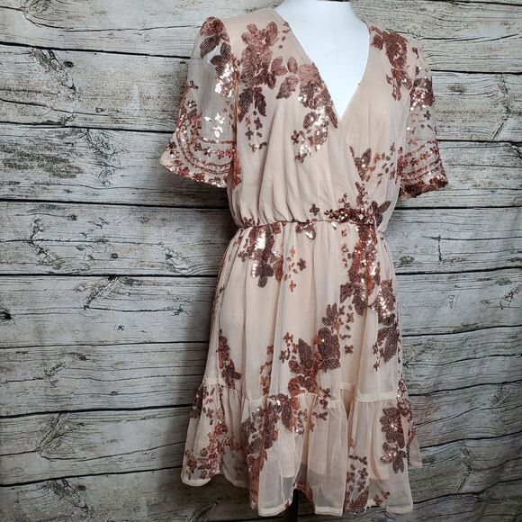 Southern Fried Chics Catching Compliments Dress Sz Large NWT Sequins - Picture 2 of 9